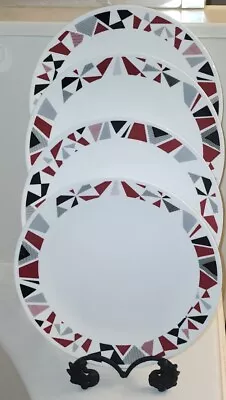 Corelle Mosaic Red Dinner Plates 10 1/4” Set Of 4 Excellent Used Condition • $33.99