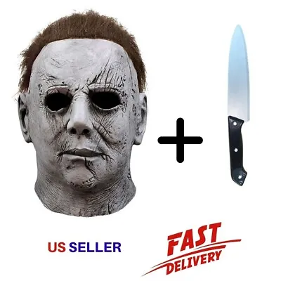 Halloween Michael Myers Mask Pocket Knife Scary Horror Latex Full Head Costume • $23.99