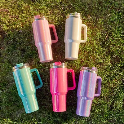 $8.59 • Buy 40 Oz Mug Stainless Straw Lid Insulated Steel Water Bottle Travel Coffee Tumbler