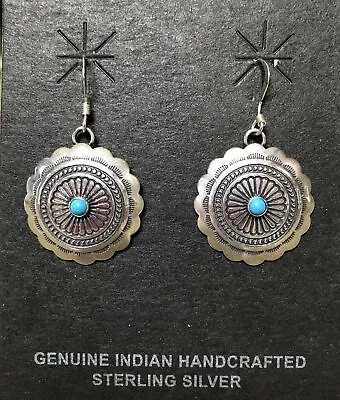$32 • Buy Navajo Sterling Silver Turquoise Concho Earrings