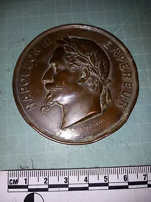 Napoleon Lll  By Hubert Ponsgarme 1867 Paris  Medal One Sided    70mm • £19.99