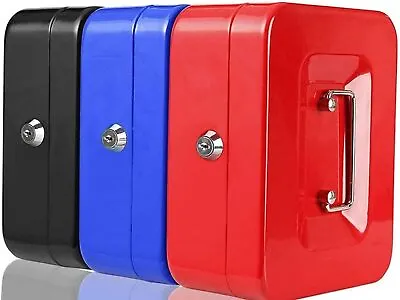 HOKIGO Metal Cash Box Lockable Metal Petty Coin Money Key Lock Safety Store Box. • £9.99