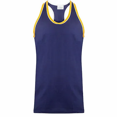 Men’s Sleeveless Muscle Vest Holiday Racer Back Gym Tank Top Summer Workout 5XL • £6.99