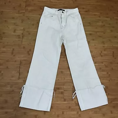 J Brand Joan Crop Jeans Women Size 25 White High Rise Denim Stretch Straight Leg • $39.95