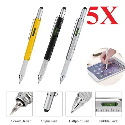 5pc 6 In1 Touch Screen Stylus Ballpoint Sprint Pen Tool Level Ruler Screwdriver  • $10.95