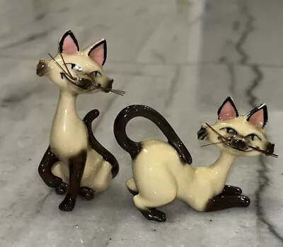 2 Vintage Siamese Cat Figurines Japan Real Wiskers Si And Am Lady & Tramp • $9.99