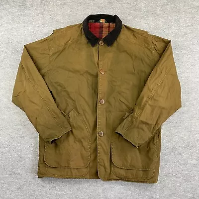 J Crew Chore Coat Men’s L Brown Canvas Barn Field Flannel Lined Jacket Vtg Work • $58.88