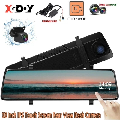 $88.99 • Buy Car Camera Dash Cam Dual 1080P Lens Rearview Mirror Recorder + Free Hardwire Kit