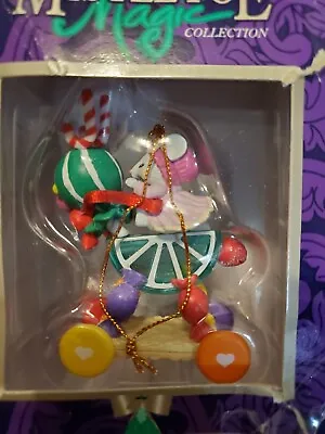 Vintage Mistletoe Magic Christmas Ornament Mouse On Candy Reindeer Horse W/ Box • $15