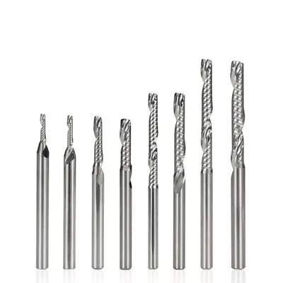 10Pc Solid Carbide Single Flute Spiral Router Bit End Mill PVC Acrylic Hard Wood • £28.38