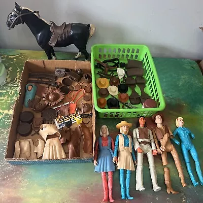 Vintage Marx Huge Lot Johnny Jane West Action Figures Horse Accessories Salmon • $152.99