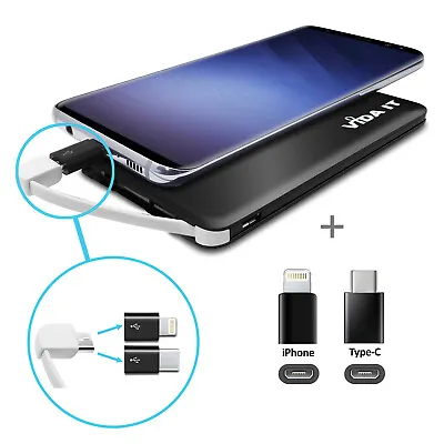 Slim Portable Battery Pack Charger For IPhone USB C Samsung Mobile Phone New 5V • £16.99