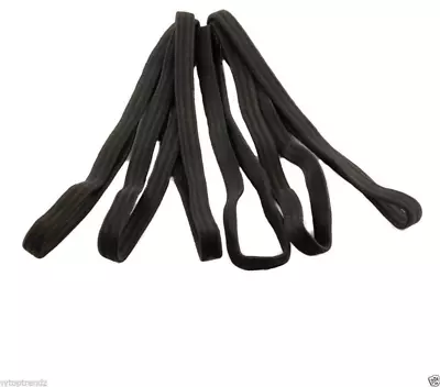 £3.95 • Buy Mens Boys Long Black Thin Hair Elastic Football Sports Headband 1cm Pack Of 6