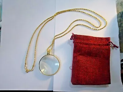 1-5X Magnifier Reading Magnifying Glass Lens Pendant Necklace-36'' Gold Color#14 • $5.98