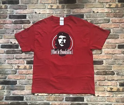 Vintage Che Guevara Viva La Revolution Respected T-Shirt Men Size XL Red AAA • $16.75