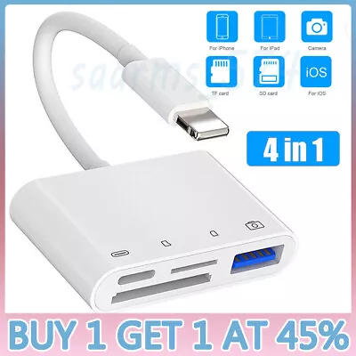 8 Pin To SD Memory Card Reader USB OTG Adapter For IPhone 14 13 12 X XR XS IPad • £5.12