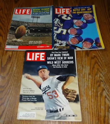 Life Magazine Lot Of 3 Sports Covers Vikings Colts Don Drysdale 1960 To 1962 • $10.99