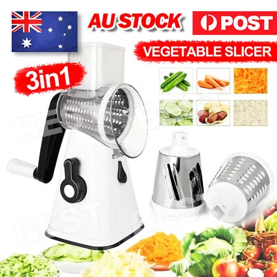 Kitchen Vegetable Food Manual Rotary Drum Grater Chopper Slicer Fruit Cutter AU • $16.45