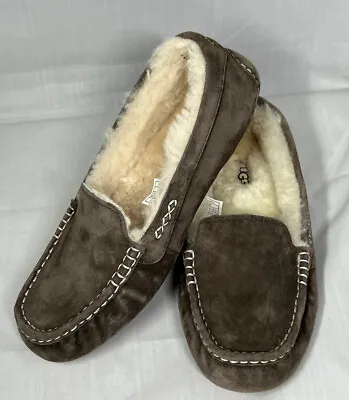 UGG Australia Ansley Suede Moccasin Slippers For Women Size 10 Light Grey EUC • $59.98