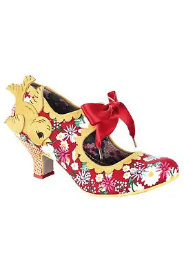 Irregular Choice Swoop Me Up Heels Womens Bright Floral Birdy Xmas Party Ribbon • £39.99