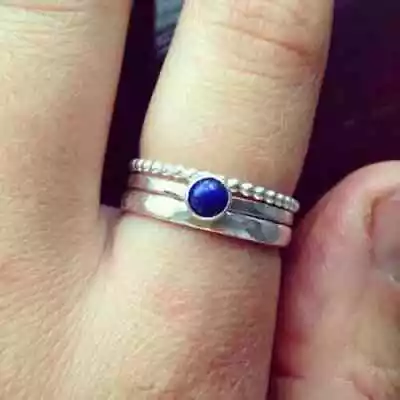 925 Silver Handmade Lapis Lazuli Gemstone Statement Woman Ring All Size MK1210 • $11.64