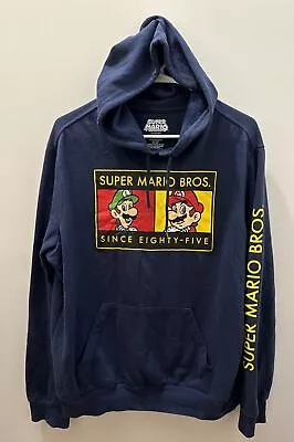 Super Mario Bros Since Eighty-Five Hoodie Size L Navy Blue Collectable Nintendo • $20.23