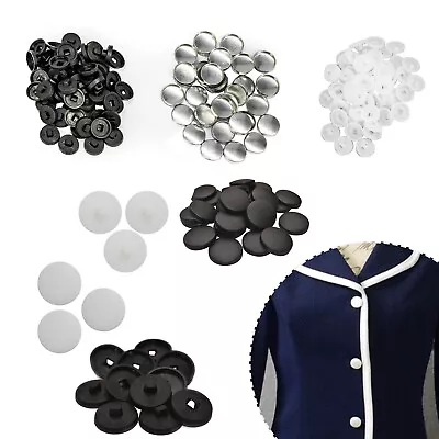 £3.89 • Buy 50/100pcs Black White Craft Fabric Covered Button Blanks Aluminium Plastic Backs