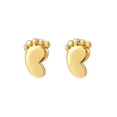 18ct Gold Plated Baby Christening Gift Baby Foot Stud Earrings • £7.95