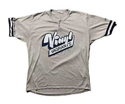 Vintage Vinyl Vagrants Records Jersey Shirt Music Baseball XL USA Made 80s • $29.75