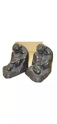 Antique Armor Bronze Signed Nude Boy Signed S. Morani Reading Book Bookends • $100