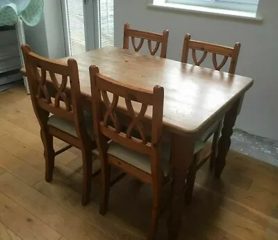 £399 • Buy Antique Vintage Rustic Dining Kitchen Farmhouse Wooden Table 4 Chairs Set Pine