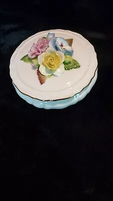 Coalport Porcelain Trinket Box Raised Flowers • $4.99