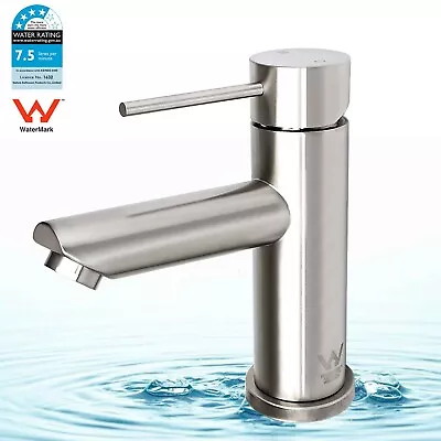 Brushed Round Basin Mixer Bathroom Vanity Sink Tap Faucet Lead Free WELS 7.5L • $49