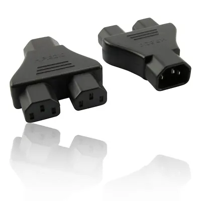 C14 To 2 X C13 IEC Mains Power Y Splitter Adapter Kettle Lead PC Monitor • £6.89