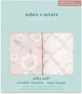 New NWT Aden + Anais Stencil 2 Pack Silky Soft Muslin Bamboo Blanket 44 X 44 • $24.75