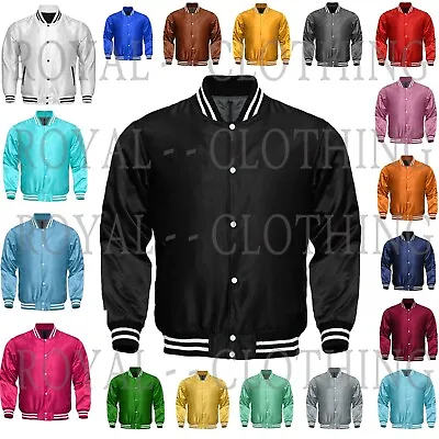 New Varsity Letterman Baseball Bomber Champ Starter Style Satin Jacket XS~7XL • $74.99