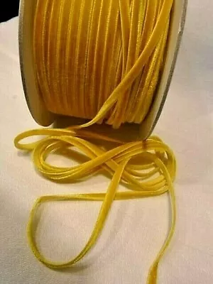 1/8  Rayon Velvet Ribbon - Japan - Mustard Yellow - Dolls Jewelry Etc.  Bty • $2.25