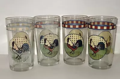 Rooster On The Farm Tumblers 12 Oz ~ Lot Of 4 • $4.17