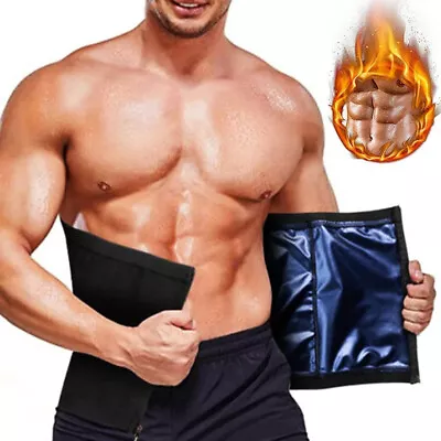 UK Men Waist Trainer Sauna Sweat Trimmer Belt Weight Loss Fat Burner Body Shaper • £11.79