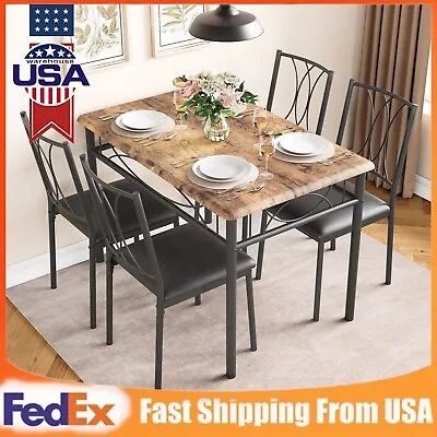 Dining Table Set For 4 With 4 Upholstered Chairs Dinette For Small Space Kitchen • $149.99