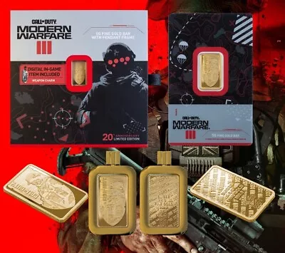 Call Of Duty 5 Gram Gold Bar W/ Pendant Frame MWIII Pamp Suisse In-Game Item! • $459