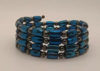Therapeutic Blue Hematite Magnetic Bead Wrap Bracelet/ Necklace; Handmade 24  • $15.24