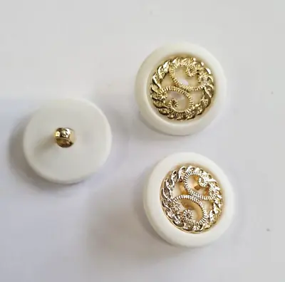 Pack Of 6 Chanel Vintage Button 22mm White & Gold Blouse Shirt Jacket (L06) • £3.35