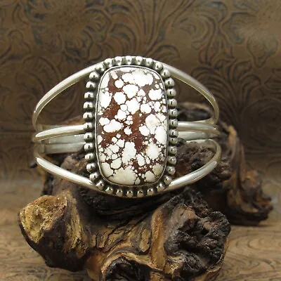 Southwestern Sterling Silver Wild Horse Magnesite Cuff Bracelet By Jose Campos+ • $300