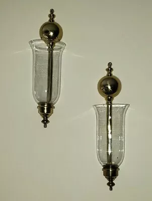 $135 • Buy VA Metalcrafters Harvin Brass 2011 Colonial Ball Hurricane Candle Sconces Pair