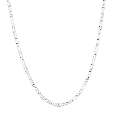 14K White Gold Solid 2.75mm Italian Figaro Link Chain Necklace Mens Womens 20  • $388