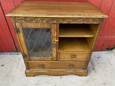 JAYCEE Carved Oak TV Entertainment / Display Cabinet Unit • £129