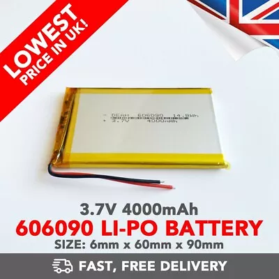 3.7V 4000mAh Li-Po Battery (606090) Rechargeable High Capacity Tablet PC +Device • £11.89