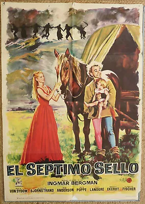 THE SEVENTH SEAL BERGMAN Spanish ONE-SHEET POSTER 1960 ART BY JANO VERY RARE! • $1100