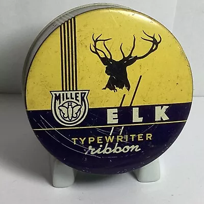 Vintage Miller Elk Typewriter Ribbon Tin Empty By Miller-bryant-price Aurora Il • $9.99